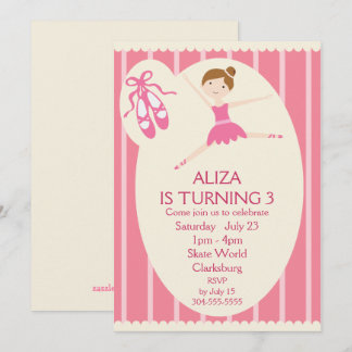 Pink Tutu Ballerina Geburtstagsparty Einladung