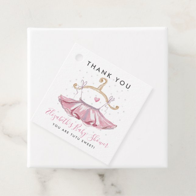 Pink Tutu Ballerina Girl Babydusche Danke Geschenkanhänger (Beispiel)