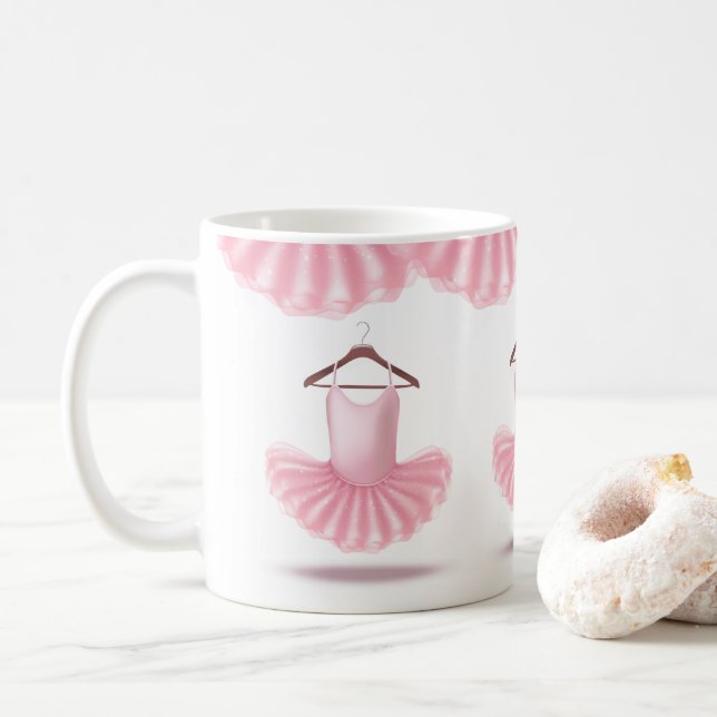 Pink Tutu Niedlich Ballerina Girly Name Kaffeetasse (Mit Donut)