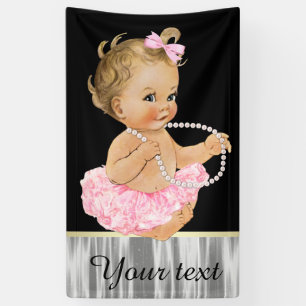 Pink Tutu Pearl Baby Girl Dusche Banner