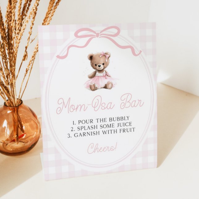 Pink Tutu Teddy Bear Baby Shower Mimosa Bar Sockelschild (Von Creator hochgeladen)