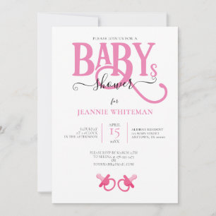 PINK TWIN MÄDCHEN BABY DUSCHE MIT SCHNULLER EINLADUNG