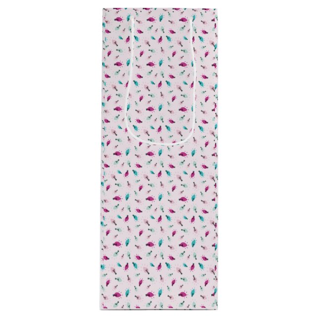 Pink Twinkle Lights Weinbeutel Geschenktüte Für Weinflaschen (Vorderseite)