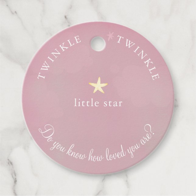 Pink Twinkle Little Star Baby Dusche Geburtstag Geschenkanhänger (Vorderseite)