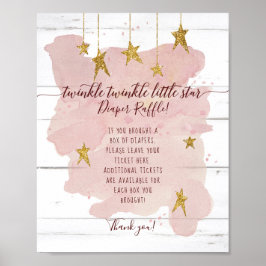 Pink Twinkle Little Star Gold Windeln Raffel-Zeich Poster