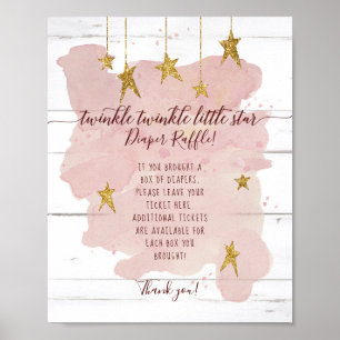 Pink Twinkle Little Star Gold Windeln Raffel-Zeich Poster