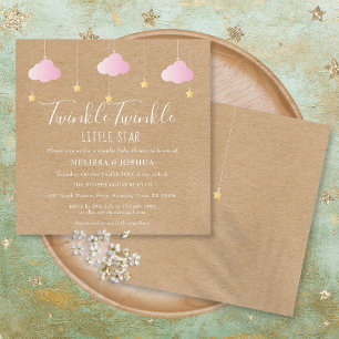 Pink Twinkle Twinkle Little Star Baby Dusche Einladung