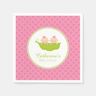 Pink Two Peas in Pod Baby Shooting Paper Napkin Serviette