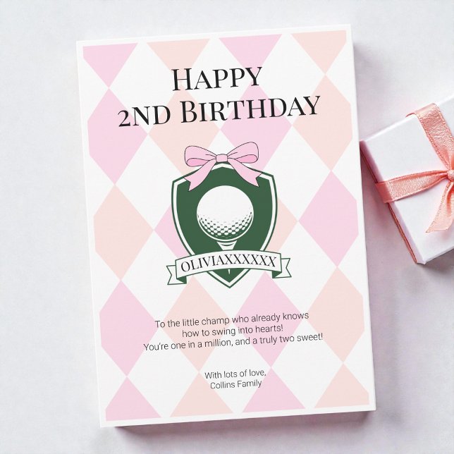  Pink Two Sweet Girls Golf Happy 2nd Birthday Karte (Pink Two Sweet Girls Golf Happy 2nd Birthday Card)