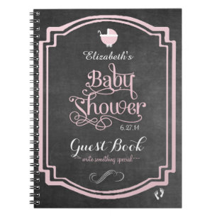 Pink Typografie Girls Baby Showbook Notizblock