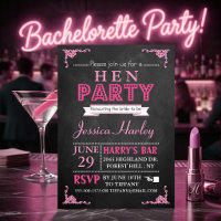 Pink Typografy Chalkboard Hen Party