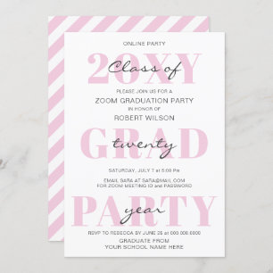Pink Typografy Modern Online Graduation Party Einladung