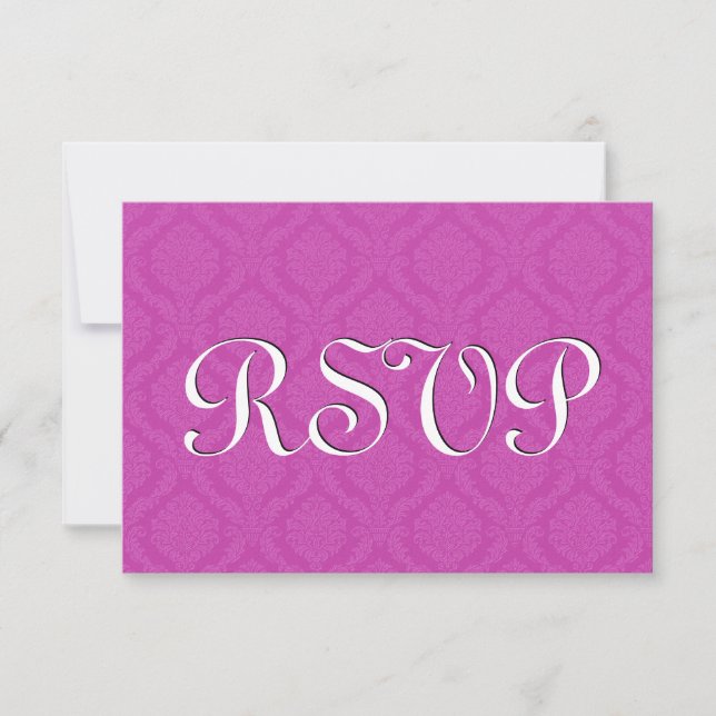 Pink UAWG Damask Wedding S216 RSVP Karte (Vorderseite)