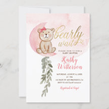 Pink über der Mond Bärenmädchen-Babydusche