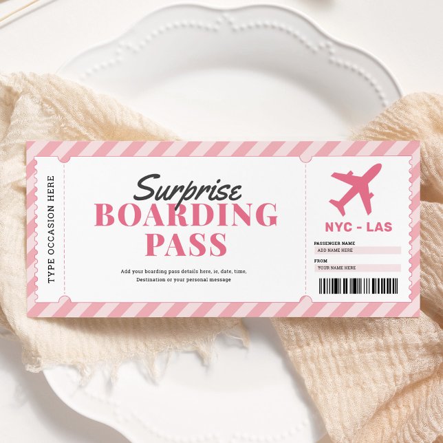 Pink Überraschung Boarding Pass Flugzeug Geschenkk Einladung (Von Creator hochgeladen)
