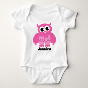 Pink-Uhu-Cartoon-Babykleidung für Mädchen Baby Strampler