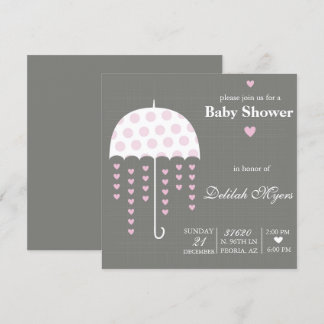 Pink Umbrella Baby Dusche einladen Einladung