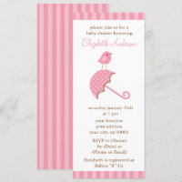 Pink Umbrella Bird Girl Baby Dusche