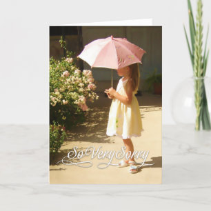 Pink Umbrella Girl So Very Sorry Card Karte