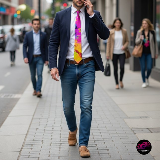 Pink und Abstrakter Putz Krawatte (Polished fit. Main character tie.)