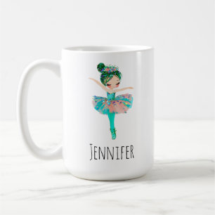 Pink und Aqua Ballerina Tänzer Kaffeetasse