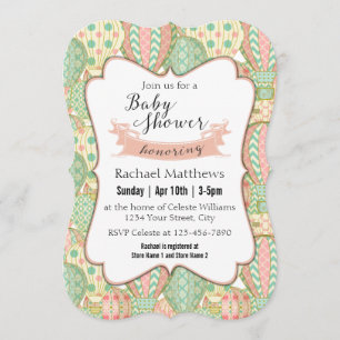 Pink und Aqua Blue Hot Air Balloons Babydusche Einladung