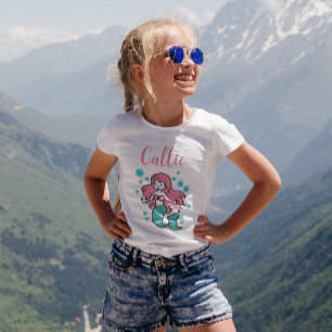 Pink und Aqua Mermaid kundenspezifischer Name mit  T-Shirt
