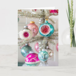 Pink und Aqua Vintage Weihnachtsschmuck Karte