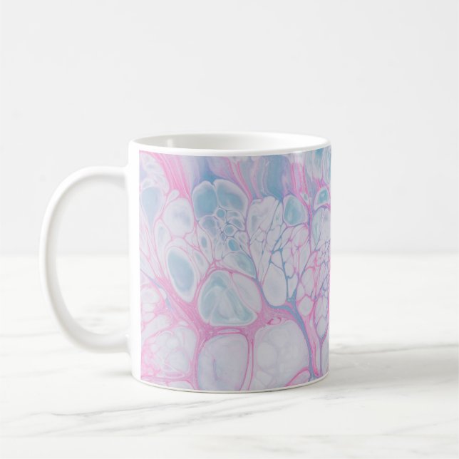 PINK UND AQUAMARINE ABSTRAKTE MALERIE KAFFEETASSE (Links)