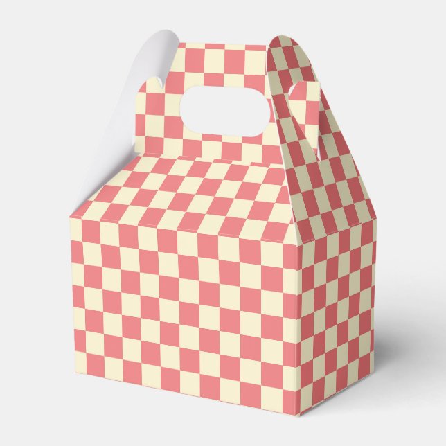 Pink und Beige Checkerboard Geschenkschachtel (Vorderseite)