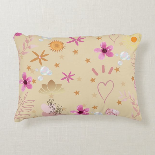 PINK UND BEIGE-HALBPILLOW DEKOKISSEN (Vorderseite)