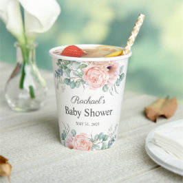 Pink und Beige Wasserfarben BläsernBaby-Dusche Pappbecher