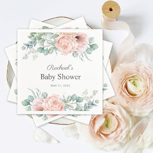 Pink und Beige Wasserfarben BläsernBaby-Dusche Serviette