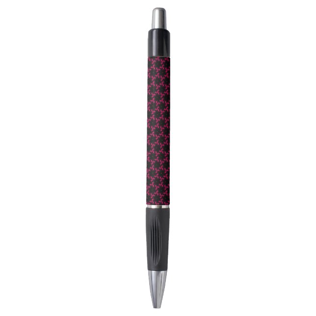 Pink und Black Blume Cluster Pen Kugelschreiber (Vorderseite Vertikal)