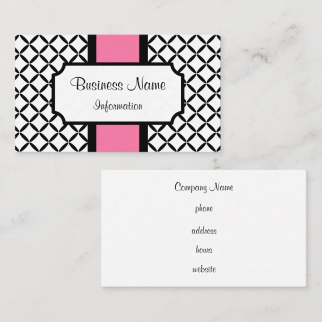 Pink und Black Business Card Visitenkarte (Vorne/Hinten)