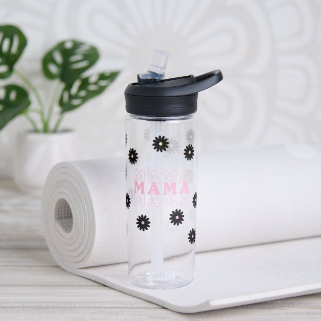 Pink und Black Daisy Mama Wasserflasche Trinkflasche (Yoga)