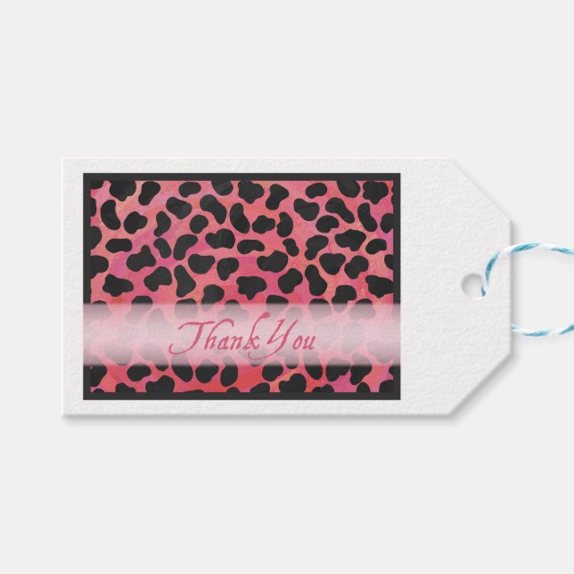 Pink und Black Dalmatiner Pattern Vielen Dank Geschenkanhänger (Vorderseite (Horizontal))