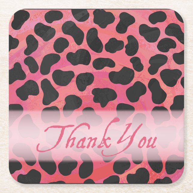 Pink und Black Dalmatiner Pattern Vielen Dank Rechteckiger Pappuntersetzer (Vorderseite)