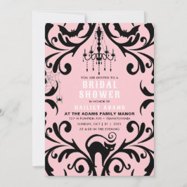 Pink und Black Damask Halloween Brautparty Einladung