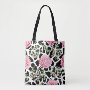 Pink und Black Giraffe Muster und Blume