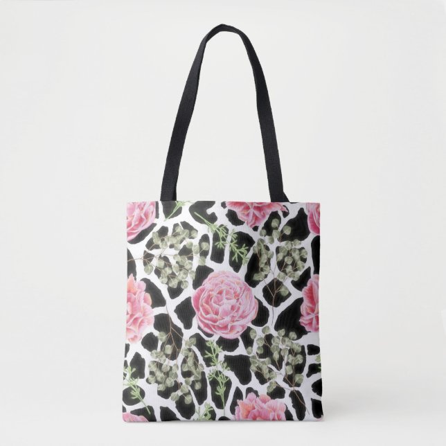 Pink und Black Giraffe Muster und Blume (Vorderseite)