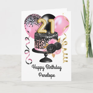 Pink und Black Gold 21. Geburtstag Karte