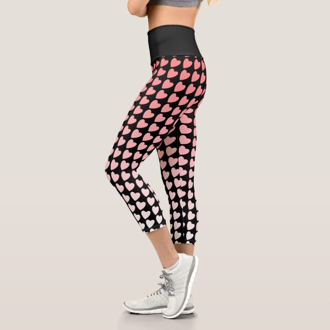Pink und Black Heart Pattern Gradient Girl Capri Leggings (Links)