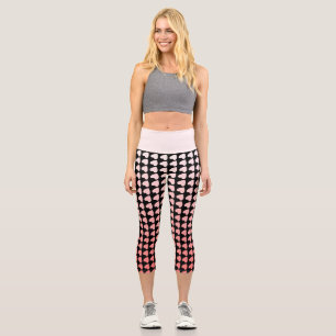 Pink und Black Heart Pattern Gradient Girl Capri Leggings