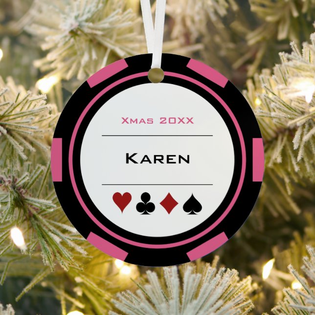 Pink und Black Las Vegas Poker Weihnachten Weihnac Ornament Aus Metall (InSitu)