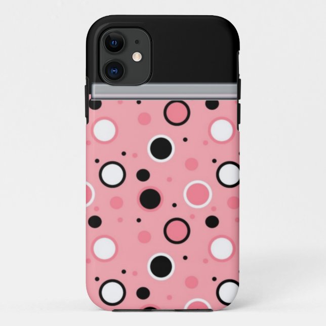 Pink und Black Polka Dop Phone Case (Rückseite)