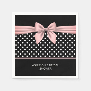 Pink und Black Polka Dot Brautparty Serviette