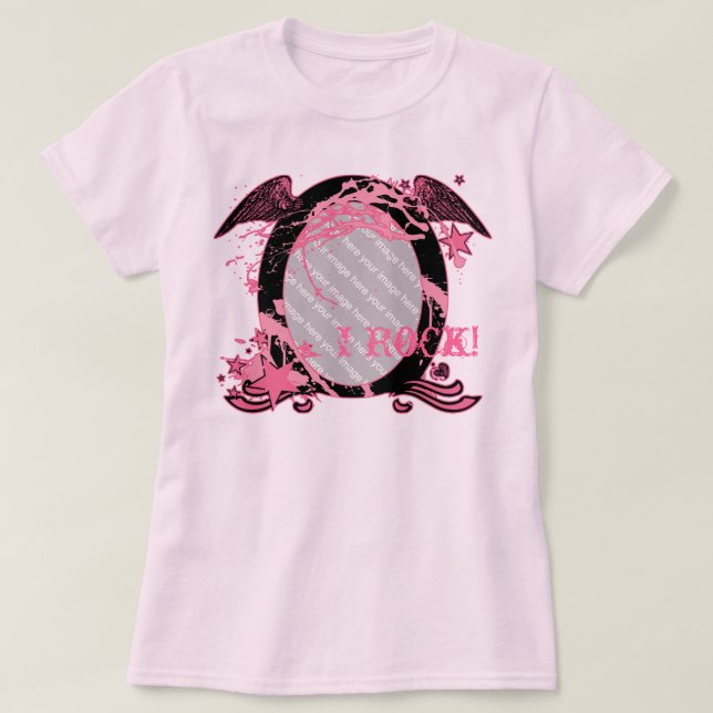 Pink und Black Rocker Foto T - Shirt individuell e (Design vorne)