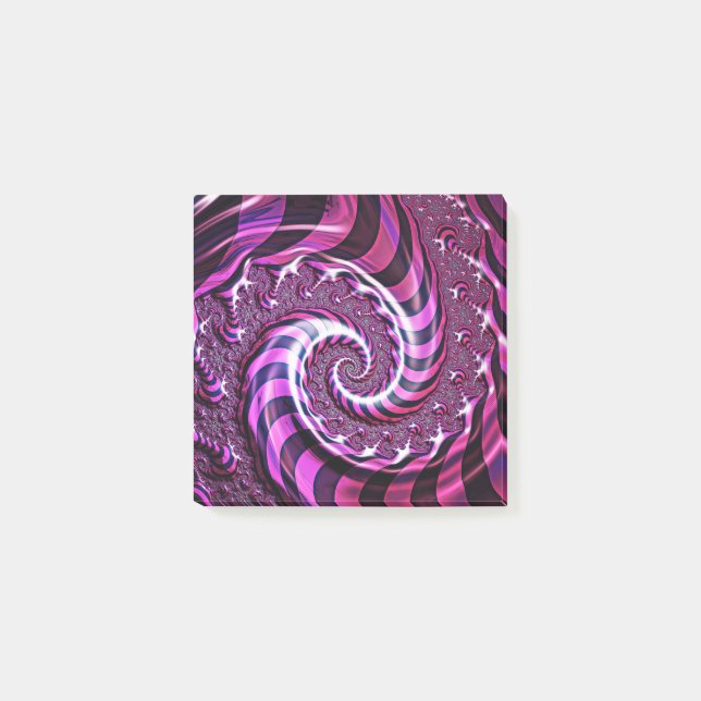 Pink und Black Spiral Illusion Post-it Klebezettel (Vorderseite)