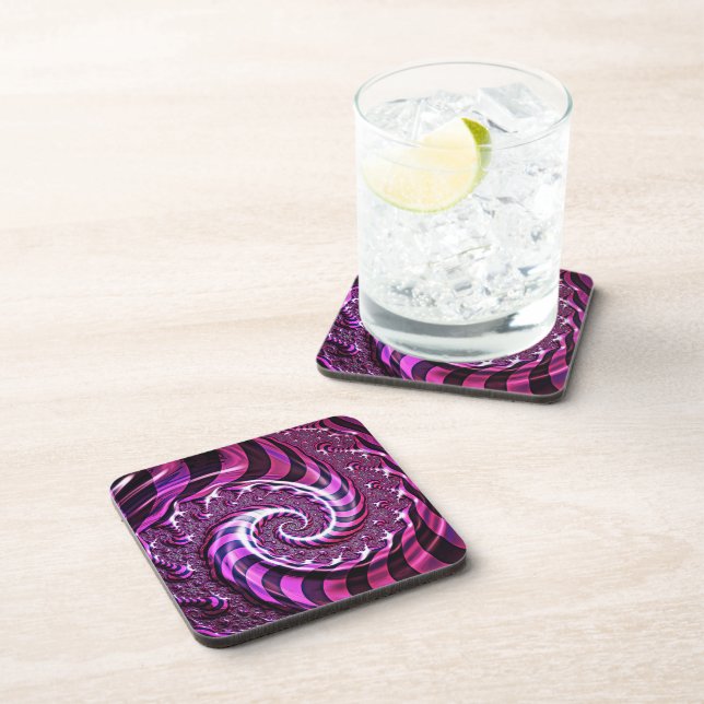 Pink und Black Spiral Illusion Untersetzer (Rechte Seite)